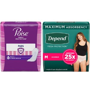 Save $5.00 on 2 Poise® Pads or Liners OR any Depend® Products