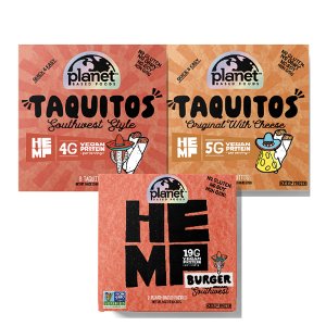Save $1.00 on Planet Based Foods HEMP Taquitos or Burgers