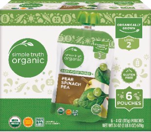 save 1 00 on simple truth organic pear spinach pea stage 2 baby food pouches Kroger Coupon on WeeklyAds2.com