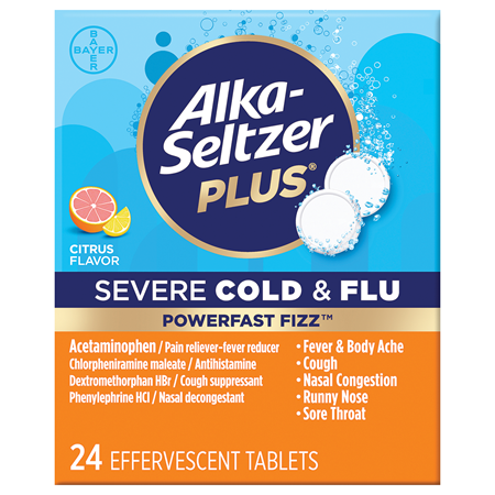 save 2 on any one 1 alka seltzer plus 24ct or larger base excl fizzy chews Food-4-less Coupon