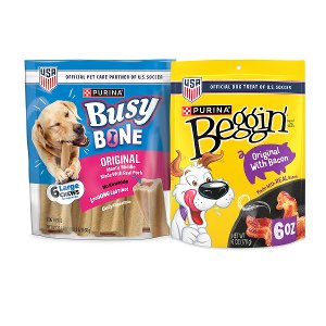 save 1 00 on any one 1 6oz or larger beggin or busy dog treats Food-4-less Coupon