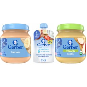 save 1 00 on 4 gerber baby food pouches or jars Food-4-less Coupon